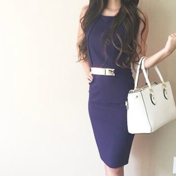 Navy Pencil Dress - Picture 2 of 6